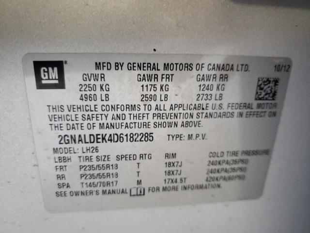Photo 10 from auction – 2013 CHEVROLET EQUINOX LT with VIN 2GNALDEK4D6182285