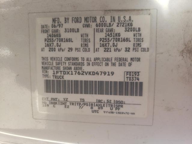 Photo 10 from auction – 1997 FORD F150 with VIN 1FTDX1762VKD47919