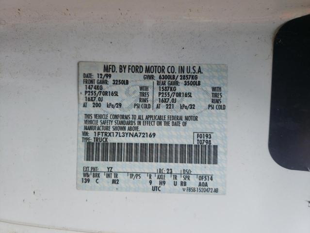 Photo 10 from auction – 2000 FORD F150 with VIN 1FTRX17L3YNA72169