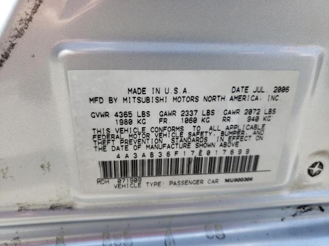 Photo 10 from auction – 2007 MITSUBISHI GALANT ES with VIN 4A3AB36F17E017699