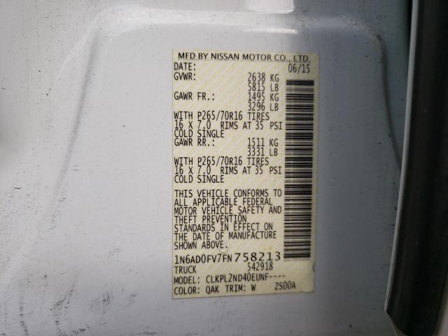 Photo 10 from auction – 2015 NISSAN FRONTIER S with VIN 1N6AD0FV7FN758213
