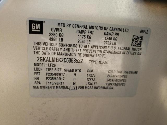 Photo 10 from auction – 2012 GMC TERRAIN SL with VIN 2GKALMEK2C6358522