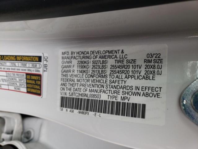 Photo 10 from auction – 2022 ACURA RDX A-SPEC with VIN 5J8TC2H69NL008503