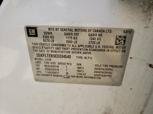 Photo 10 from auction – 2012 GMC TERRAIN SL with VIN 2GKFLTEK9C6304540