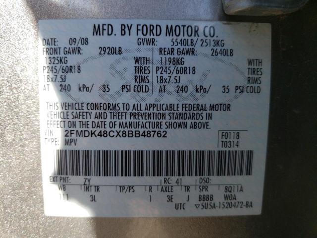 Photo 10 from auction – 2008 FORD EDGE SEL with VIN 2FMDK48CX8BB48762