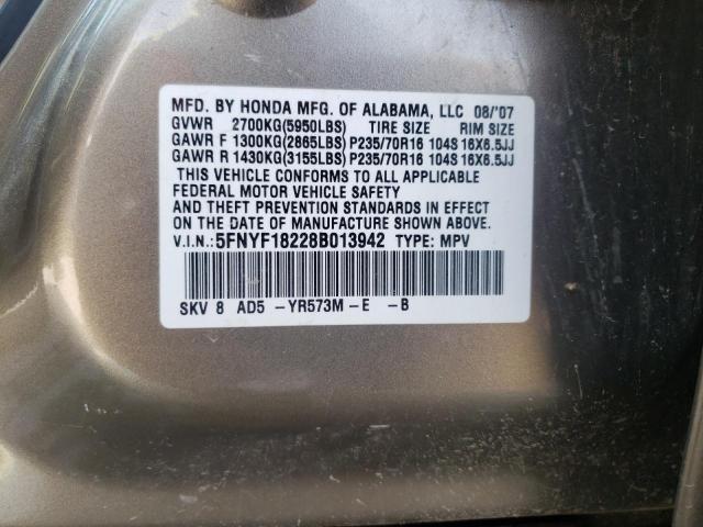 Photo 10 from auction – 2008 HONDA PILOT VP with VIN 5FNYF18228B013942
