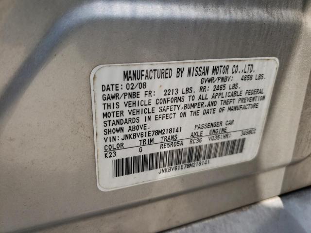 Photo 10 from auction – 2008 INFINITI G35 with VIN JNKBV61E78M218141