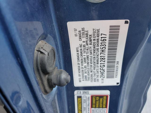 Photo 10 from auction – 2007 HONDA CIVIC EX with VIN 2HGFG12817H531617