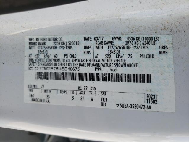 Photo 10 from auction – 2017 FORD F250 SUPER with VIN 1FT7W2BT5HED10675