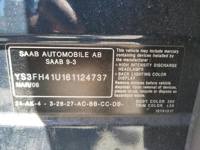 Photo 10 from auction – 2006 SAAB 9-3 AERO with VIN YS3FH41U161124737