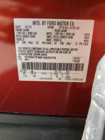 Photo 10 from auction – 2015 FORD EXPLORER L with VIN 1FM5K7F88FGB25376