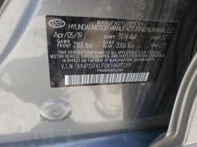 Photo 10 from auction – 2019 HYUNDAI ELANTRA SE with VIN 5NPD74LF0KH487789