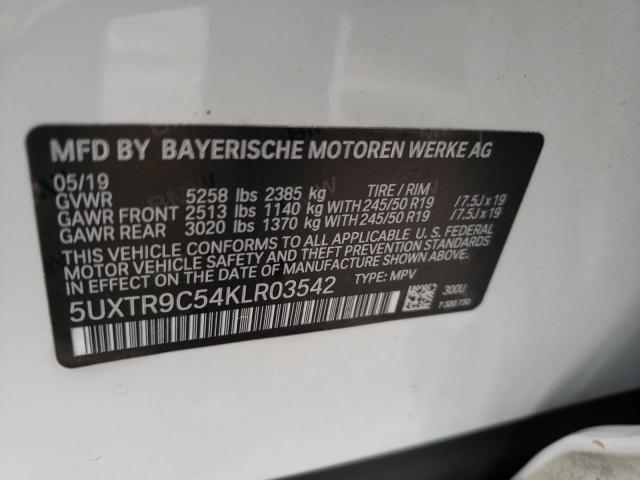 Photo 10 from auction – 2019 BMW X3 XDRIVE3 with VIN 5UXTR9C54KLR03542