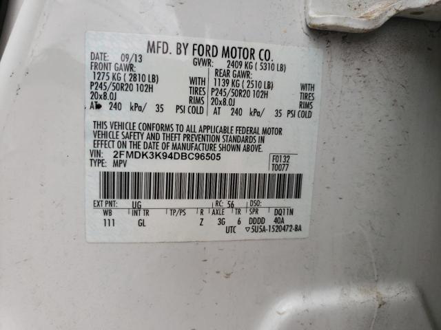 Photo 10 from auction – 2013 FORD EDGE with VIN 2FMDK3K94DBC96505