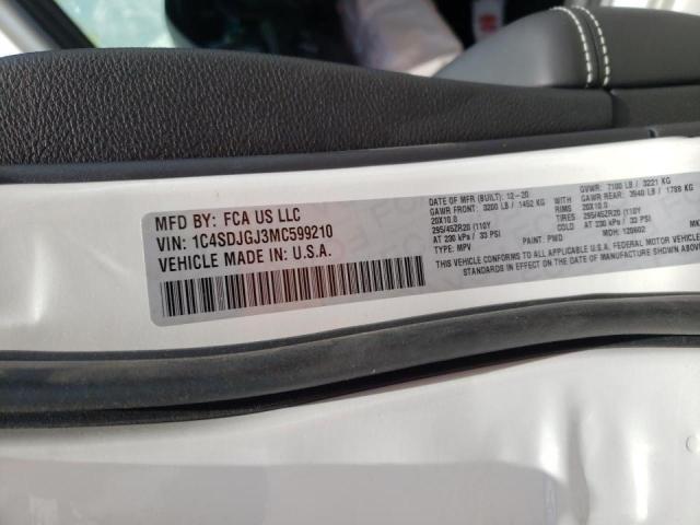 Photo 10 from auction – 2021 DODGE DURANGO SR with VIN 1C4SDJGJ3MC599210