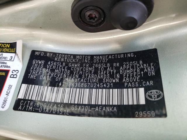 Photo 10 from auction – 2007 TOYOTA AVALON with VIN 4T1BK36B67U245431