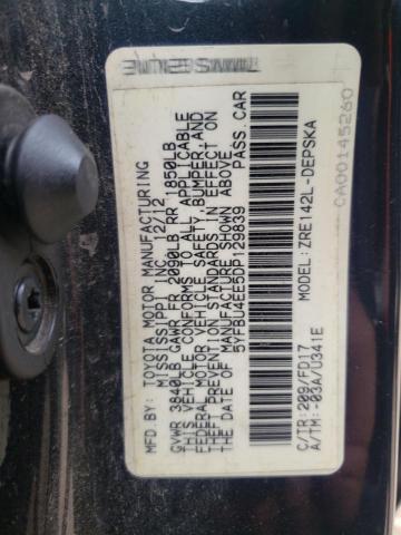 Photo 10 from auction – 2013 TOYOTA COROLLA BA with VIN 5YFBU4EE5DP129839