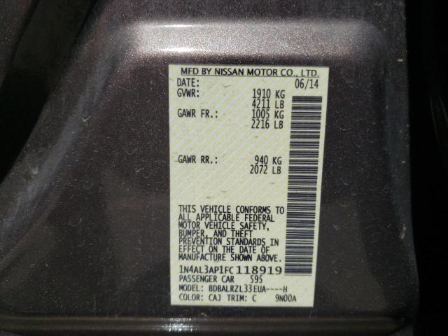 Foto 10 de la subasta – 2015 NISSAN ALTIMA 2.5 con VIN 1N4AL3AP1FC118919