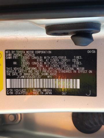 Photo 10 from auction – 2006 LEXUS RX 400 with VIN JTJHW31U562001207