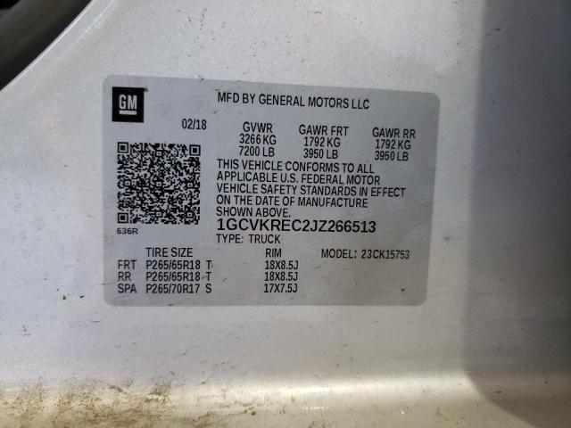 Photo 10 from auction – 2018 CHEVROLET SILVERADO with VIN 1GCVKREC2JZ266513