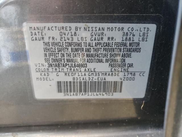 Photo 10 from auction – 2018 NISSAN SENTRA S with VIN 3N1AB7AP1JL646903