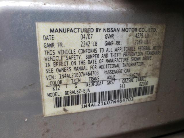 Photo 10 from auction – 2007 NISSAN ALTIMA 2.5 with VIN 1N4AL21E07N464703