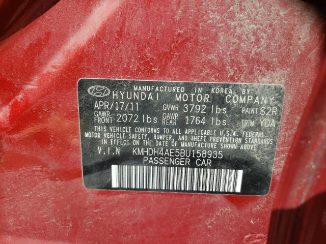 Photo 10 from auction – 2011 HYUNDAI ELANTRA GL with VIN KMHDH4AE5BU158935