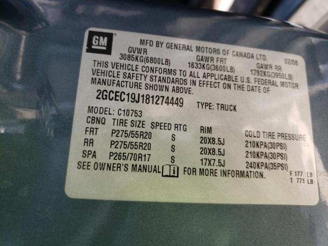 Photo 10 from auction – 2008 CHEVROLET SILVERADO with VIN 2GCEC19J181274449