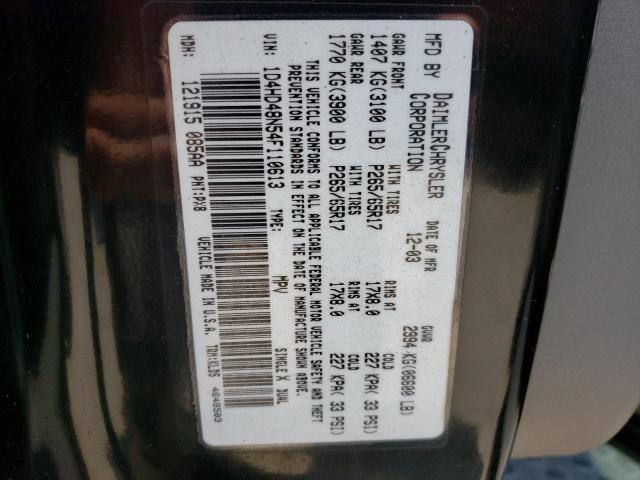 Photo 10 from auction – 2004 DODGE DURANGO SL with VIN 1D4HD48N54F110613