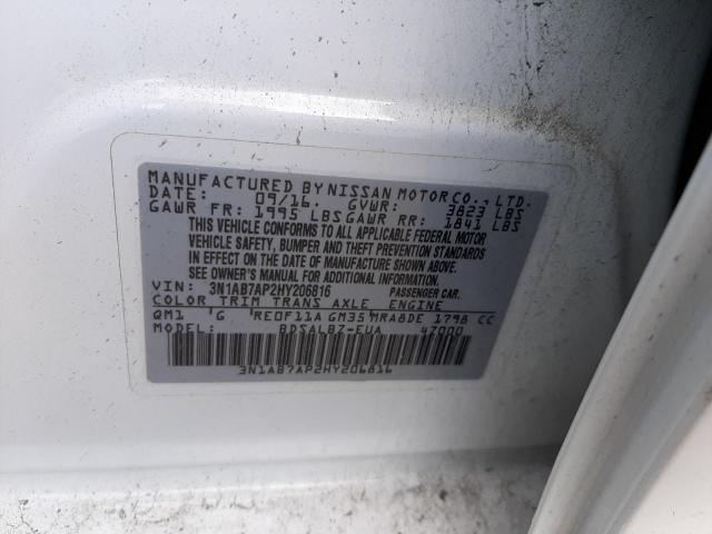 Photo 10 from auction – 2017 NISSAN SENTRA S with VIN 3N1AB7AP2HY206816