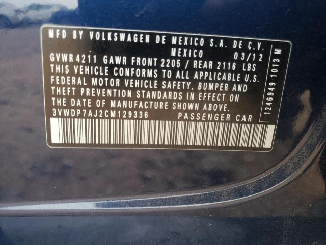 Photo 10 from auction – 2012 VOLKSWAGEN JETTA SE with VIN 3VWDP7AJ2CM129336