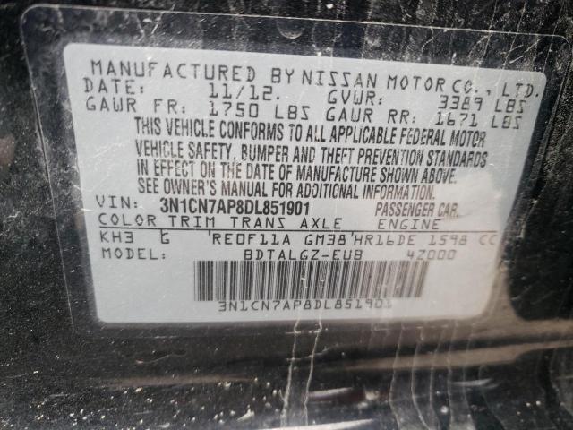 Photo 10 from auction – 2013 NISSAN VERSA S with VIN 3N1CN7AP8DL851901
