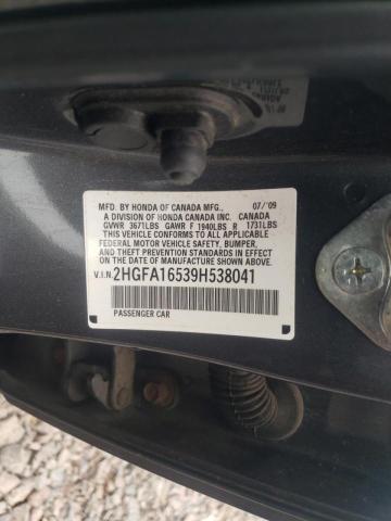 Photo 10 from auction – 2009 HONDA CIVIC LX with VIN 2HGFA16539H538041