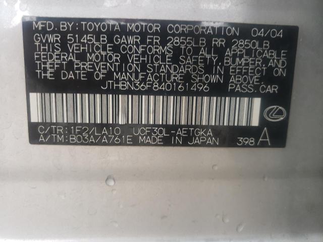 Photo 10 from auction – 2004 LEXUS LS 430 with VIN JTHBN36F840161496