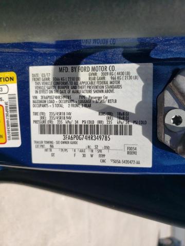 Photo 10 from auction – 2017 FORD FUSION S with VIN 3FA6P0G74HR349785