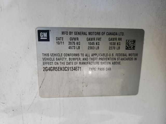 Photo 10 from auction – 2012 BUICK REGAL with VIN 2G4GR5EK0C9134671