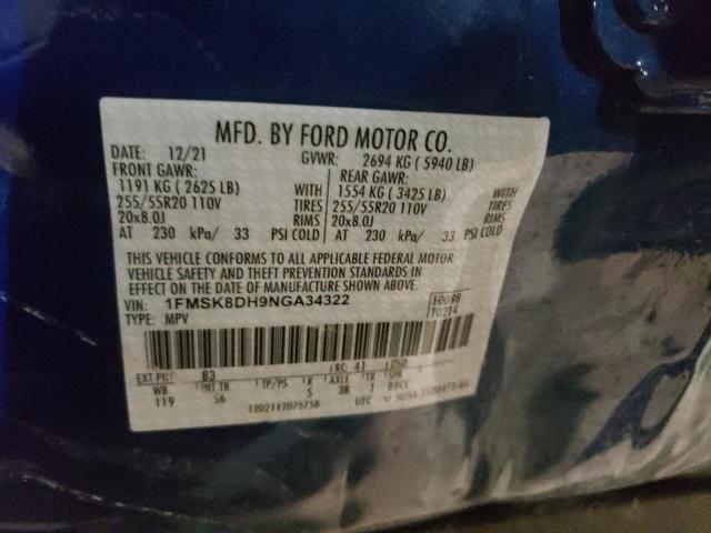 Photo 10 from auction – 2022 FORD EXPLORER X with VIN 1FMSK8DH9NGA34322