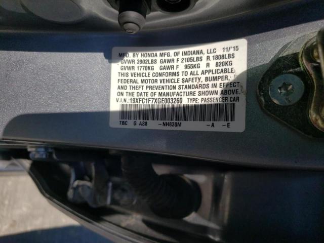 Photo 10 from auction – 2016 HONDA CIVIC EXL with VIN 19XFC1F7XGE003260