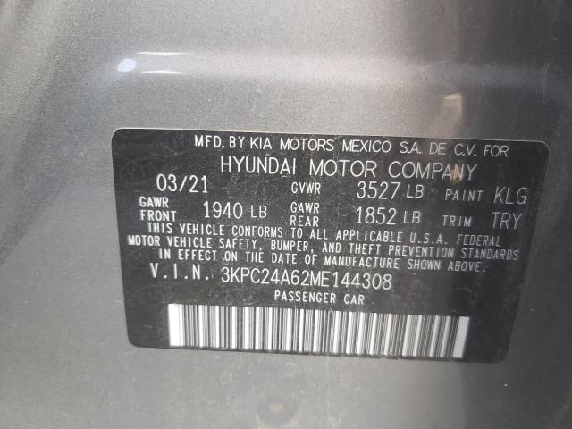 Photo 10 from auction – 2021 HYUNDAI ACCENT SE with VIN 3KPC24A62ME144308