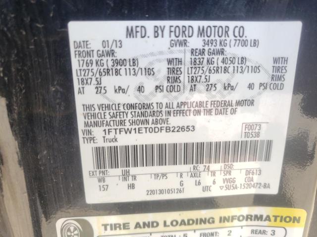 Photo 10 from auction – 2013 FORD F150 SUPER with VIN 1FTFW1ET0DFB22653