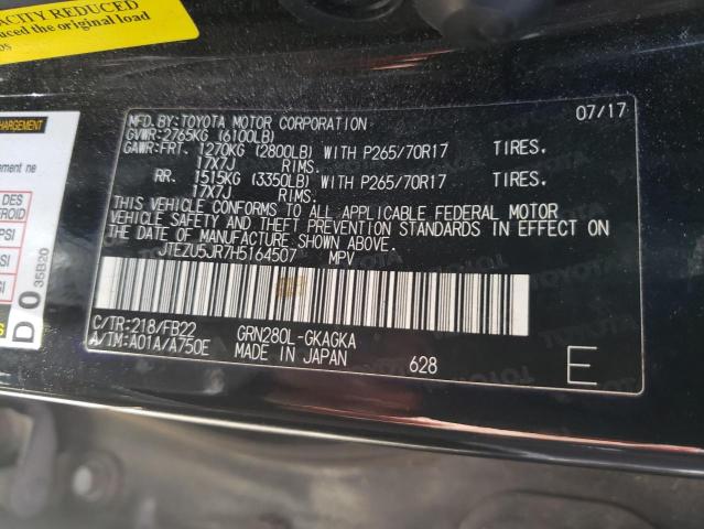 Photo 10 from auction – 2017 TOYOTA 4RUNNER SR with VIN JTEZU5JR7H5164507