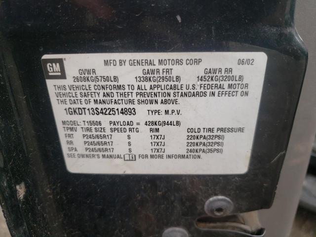 Photo 10 from auction – 2002 GMC ENVOY with VIN 1GKDT13S422514893