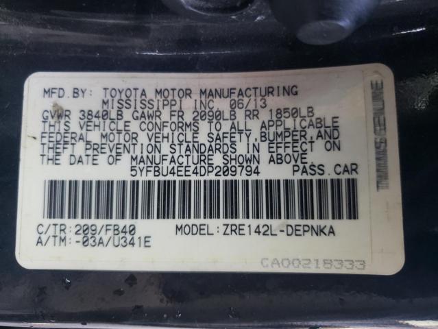 Photo 10 from auction – 2013 TOYOTA COROLLA BA with VIN 5YFBU4EE4DP209794