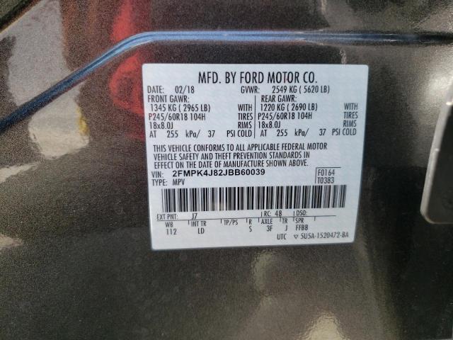 Photo 10 from auction – 2018 FORD EDGE SEL with VIN 2FMPK4J82JBB60039