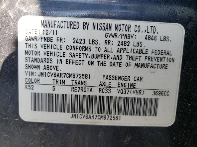 Photo 10 from auction – 2012 INFINITI G37 with VIN JN1CV6AR7CM972581