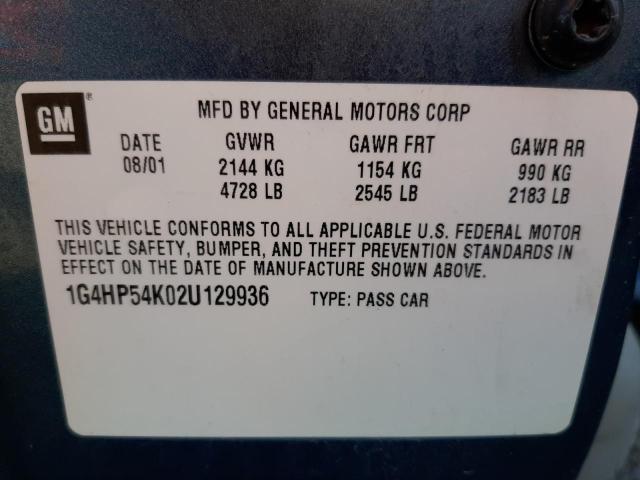 Photo 10 from auction – 2002 BUICK LESABRE CU with VIN 1G4HP54K02U129936