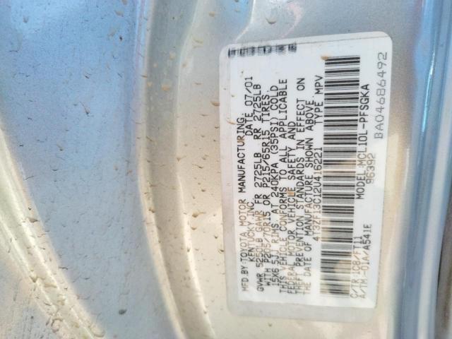 Photo 10 from auction – 2002 TOYOTA SIENNA LE with VIN 4T3ZF13C12U416221