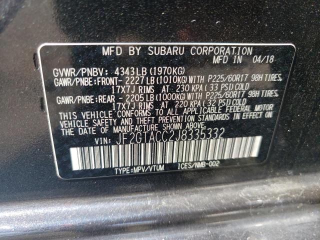 Photo 10 from auction – 2018 SUBARU CROSSTREK with VIN JF2GTACC2J8335332