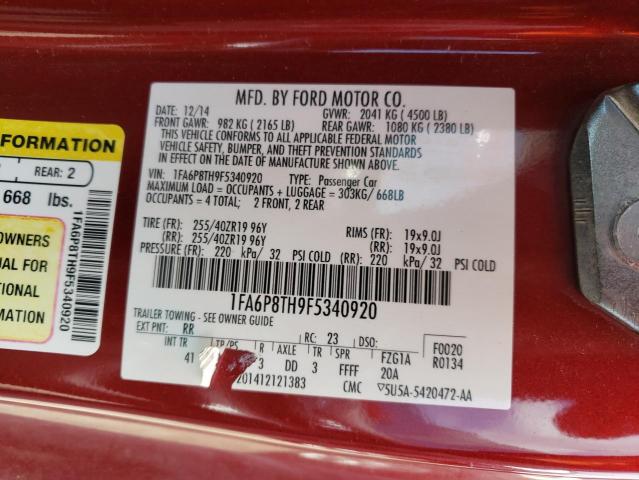 Photo 10 from auction – 2015 FORD MUSTANG with VIN 1FA6P8TH9F5340920