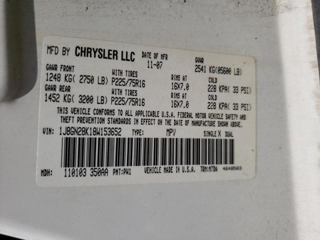Photo 10 from auction – 2008 JEEP LIBERTY SP with VIN 1J8GN28K18W153652
